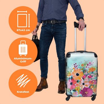 NoBoringSuitcases.com© Koffer Blumen - Farben - Blumenstrauß - Natur 67x43x25cm, 4 Rollen, Mittelgroßer Koffer für Erwachsene, Reisekoffer