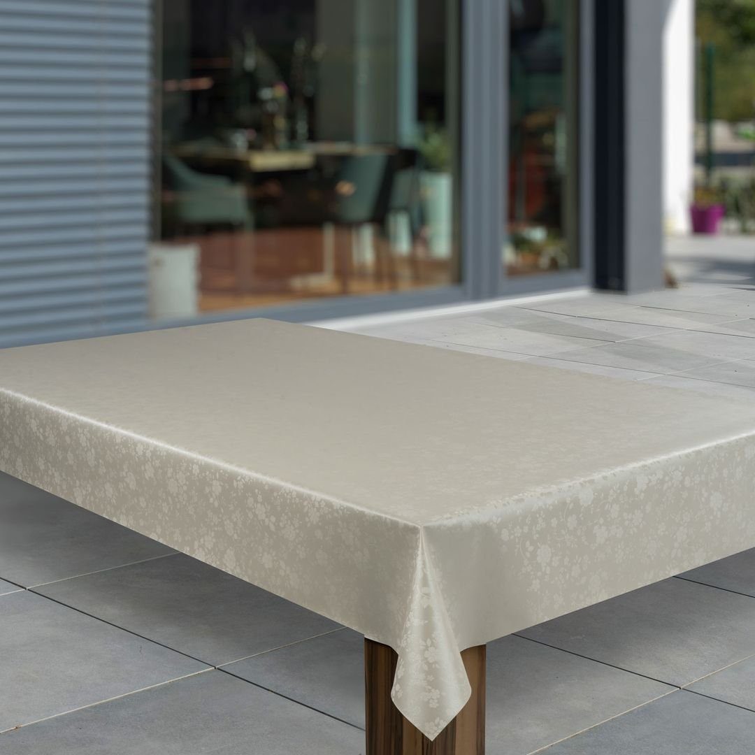 laro Tischdecke Wachstuch-Tischdecken Abwaschbar Beige geprägt günstig online kaufen