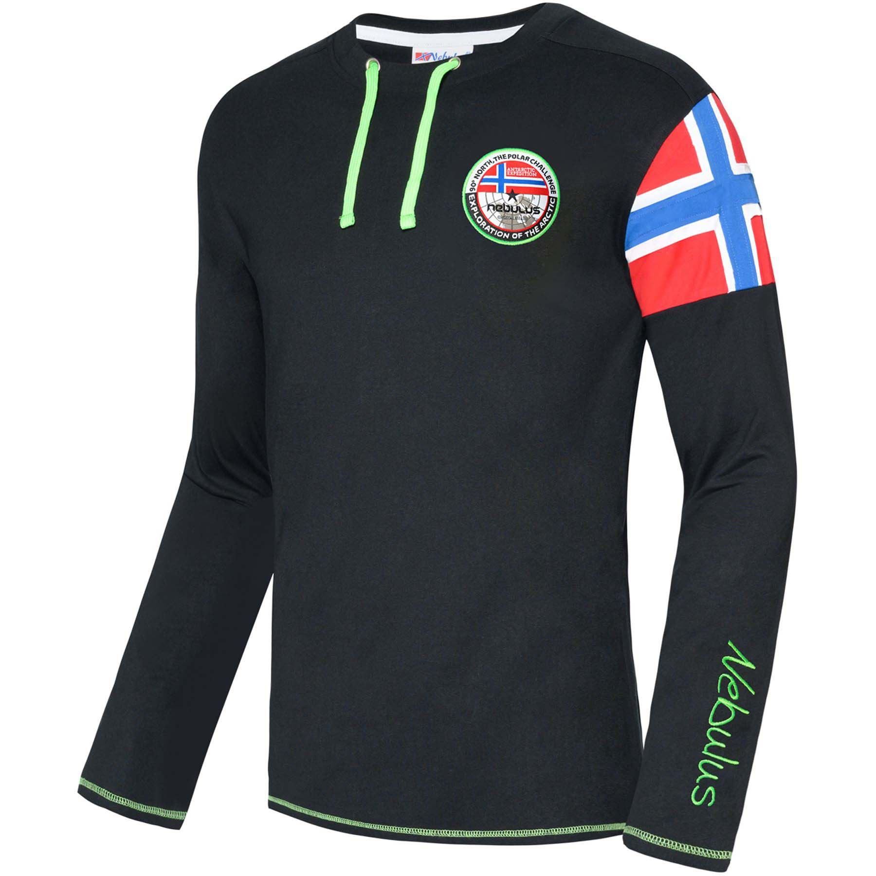 Nebulus Langarmshirt FRERK, P4690 - Herren, schwarz-grün, L