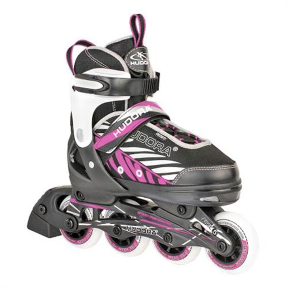 Hudora Inlineskates Kinderinliner Mia, Größe 33-36, Inline-Skates für Mädchen, schwarz/rosa