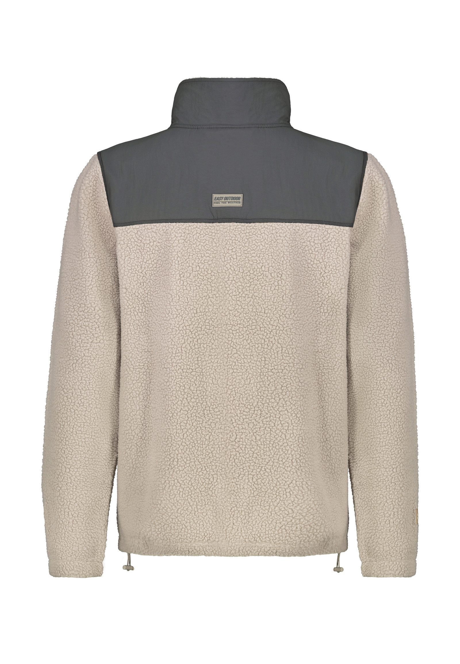 SUBLEVEL Fleecejacke Herren Teddyfleecejacke mit Brusttasche und Stehkr Fleecejacke Outdoorjacke Kuscheljacke