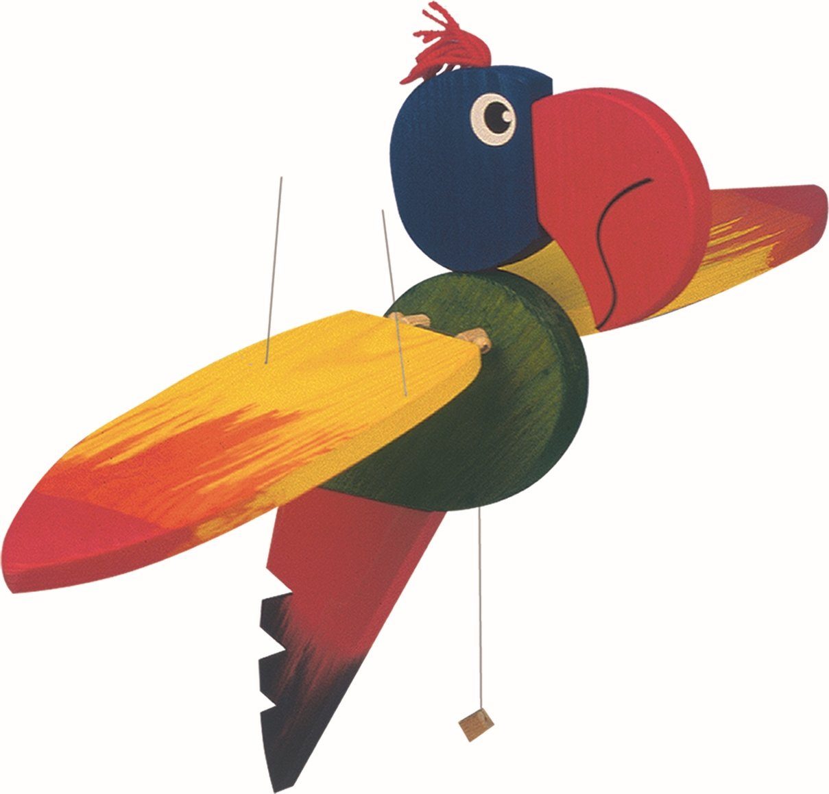Woodyland Lernspielzeug 10214 Holz - Schwingtier Papagei mit einer Flügelspannweite von 50cm | Wahrnehmungsspiele