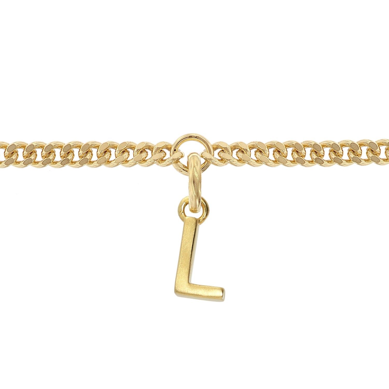 trendor Silberarmband 21602-L, Mädchen mit Buchstabe L 925 Silber Vergoldet