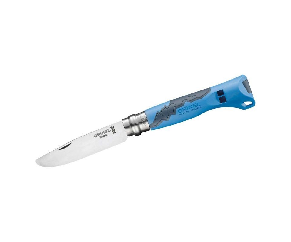Herbertz Taschenmesser Opinel No 07 OUTDOOR JUNIOR, blau, Kindermesser, (1 St), Spitze abgerundet, Signalpfeife