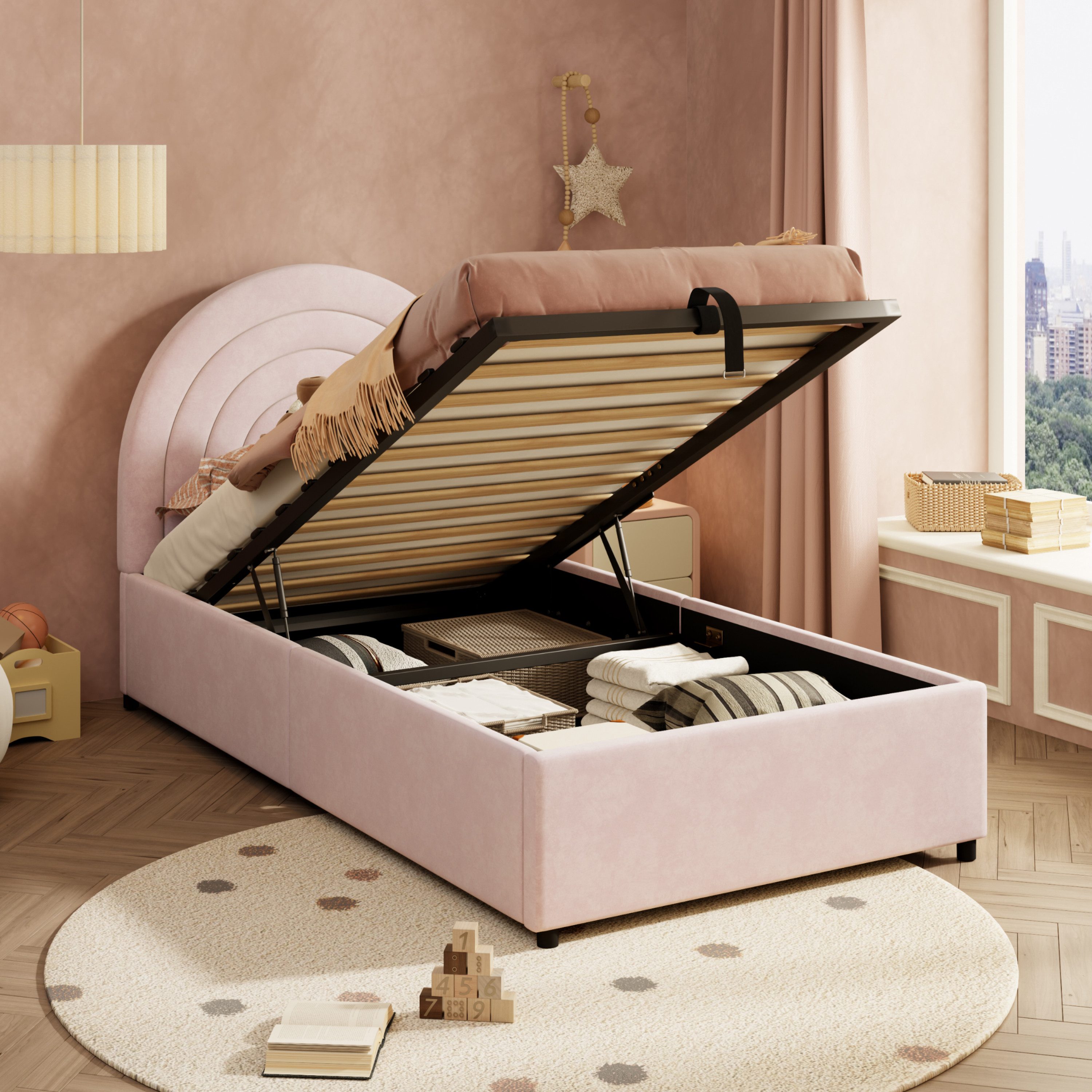 Polsterbett Kinderbett Jugendbett mit Kopfteil