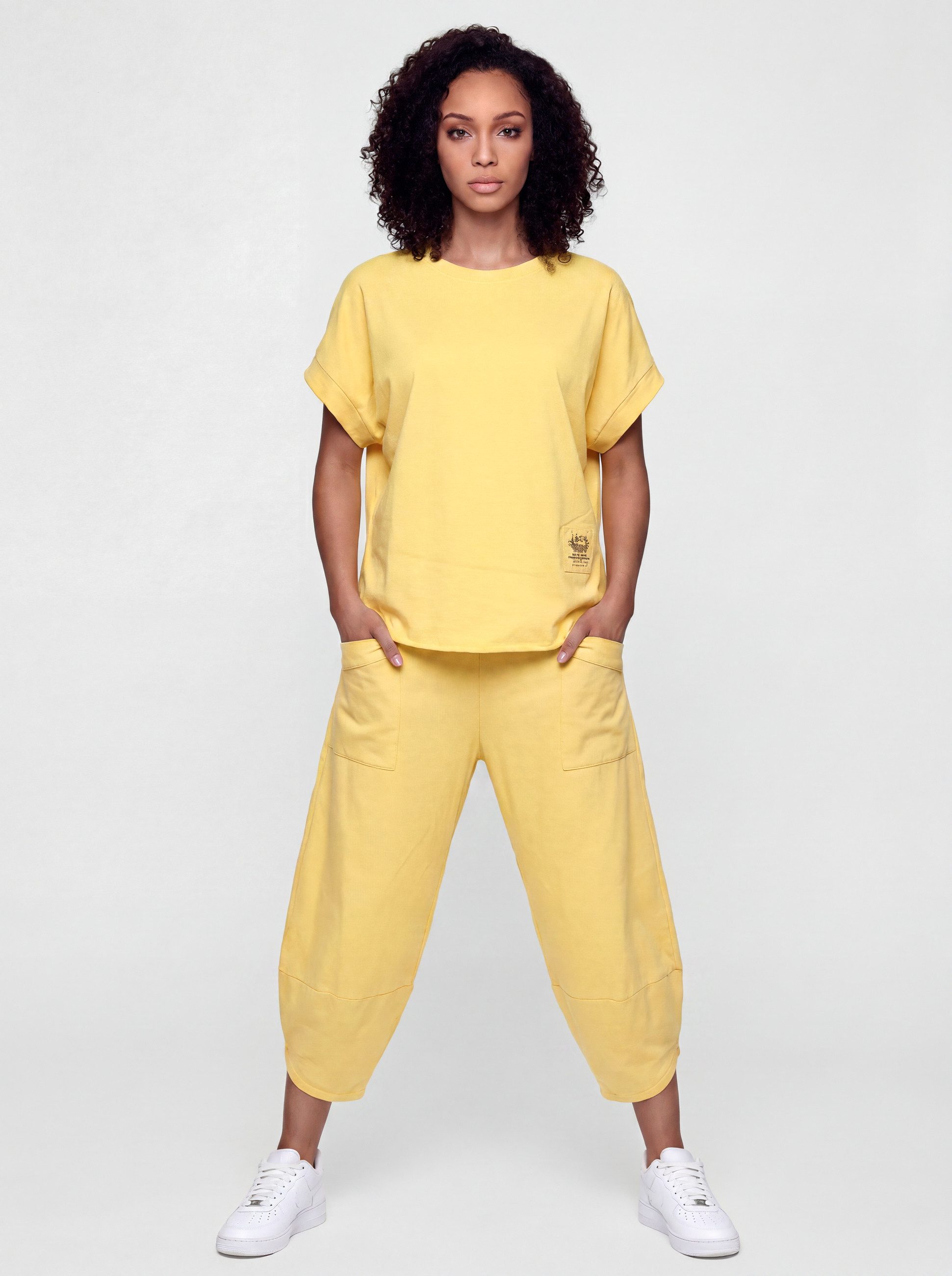 PEKIVESSA Jogginganzug Oversized Kurzarm Sweatanzug Set mit 7/8-Hose (2-tlg), Sweatshirt & Sweatpants 2-tlg.