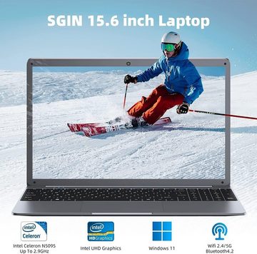 SGIN 2,4/5,0 G WLAN, Bluetooth 4.2, erweiterbarer Speicher 512 GB TF Notebook (39,62 cm/15.6 Zoll, Intel Celeron N5095, 512 GB SSD, Multifunktionaler Arbeitsbegleiter für jede Gelegenheit)