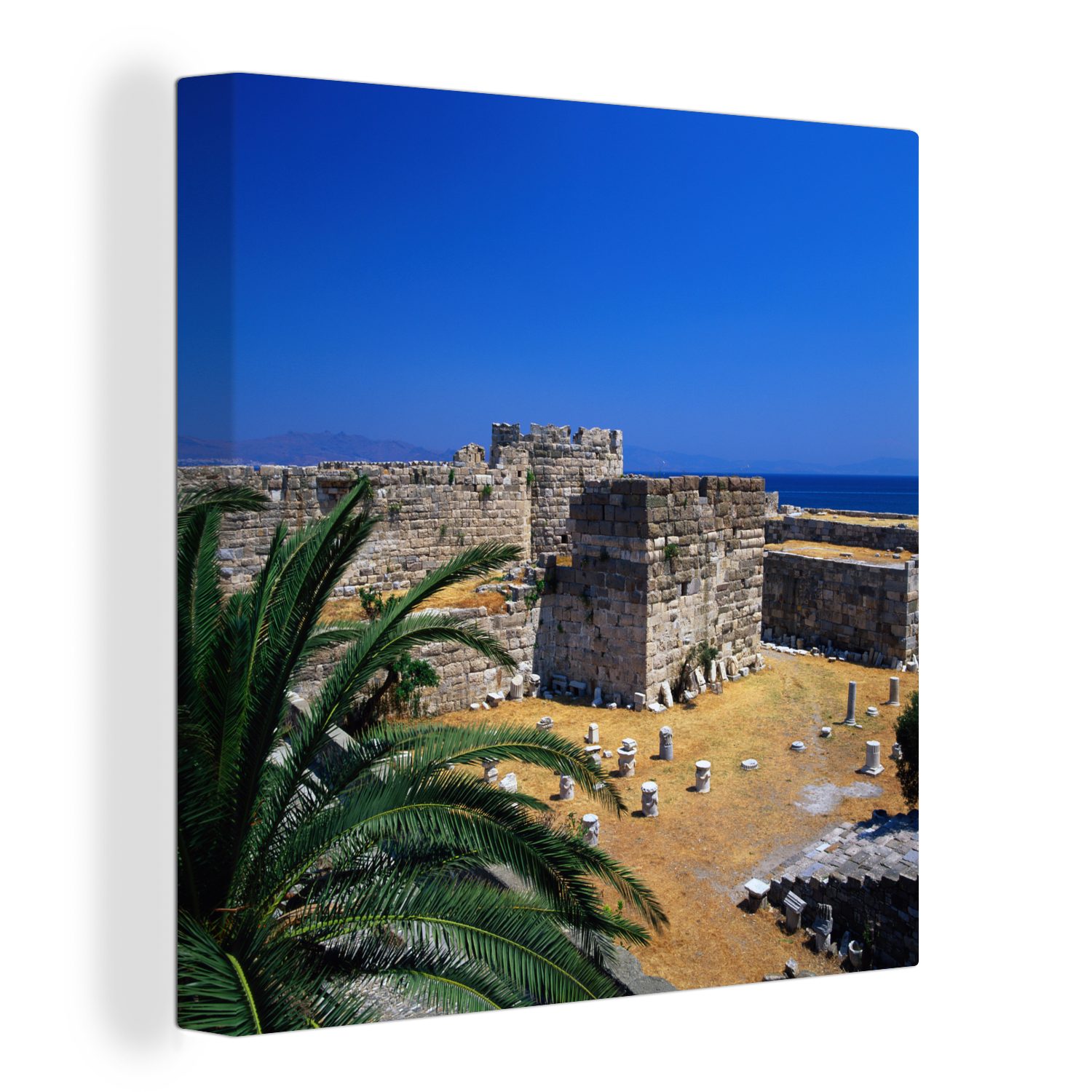 OneMillionCanvasses® Leinwandbild Alte Burg auf Kos in Griechenland, (1 St), Leinwand Bilder für Wohnzimmer Schlafzimmer