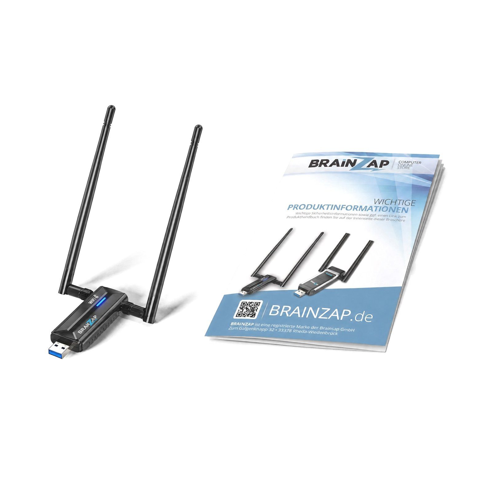 BRAINZAP WLAN-Adapter WiFi 6 (802.11ax) AX5400 USB 3.0 WLAN-Stick, WiFi 6 (802.11ax)