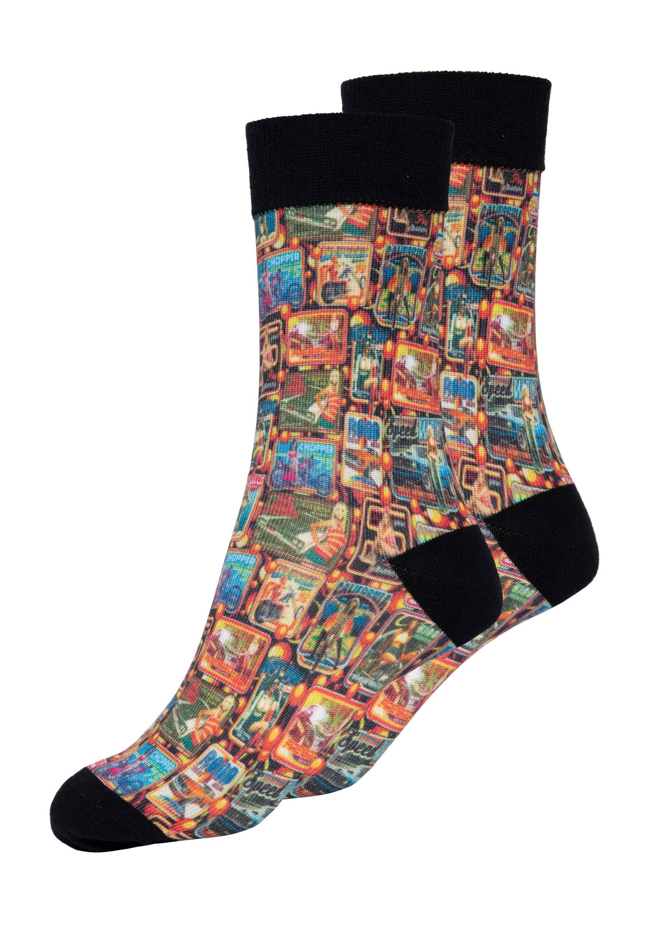 KingKerosin Socken Seventies mit retro Allover-Print günstig online kaufen