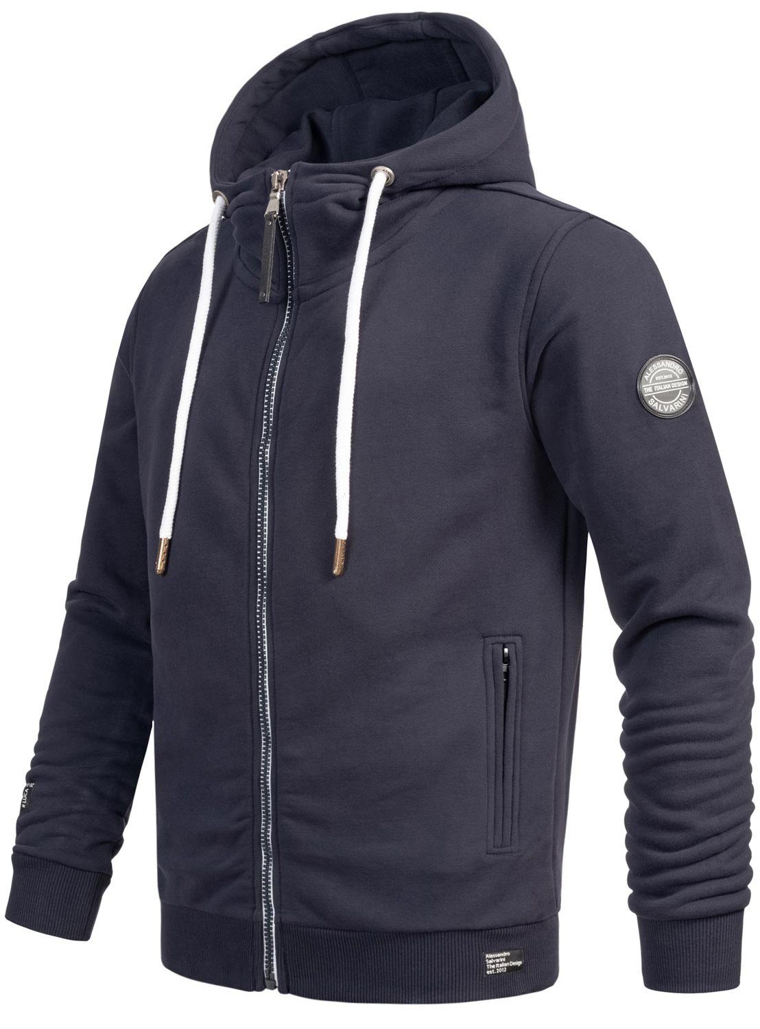 ASGilio Navy hochwertigem, Salvarini warmem Sweatjacke aus Alessandro Material