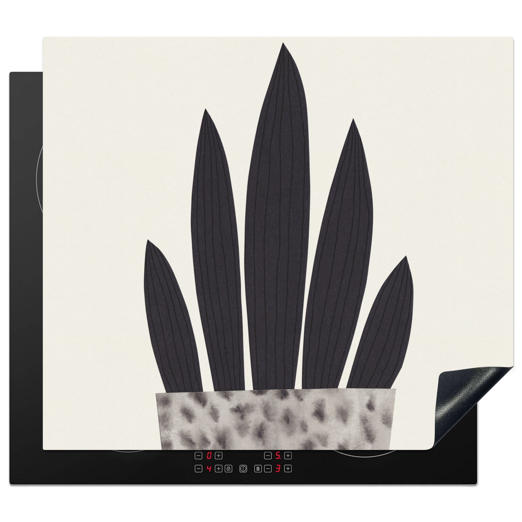 MuchoWow Herdblende-/Abdeckplatte Pflanzen - Vase Pastell (1 Vinyl, tlg), Mobile cm, nutzbar, 60x52 Blumen, - - Arbeitsfläche Ceranfeldabdeckung