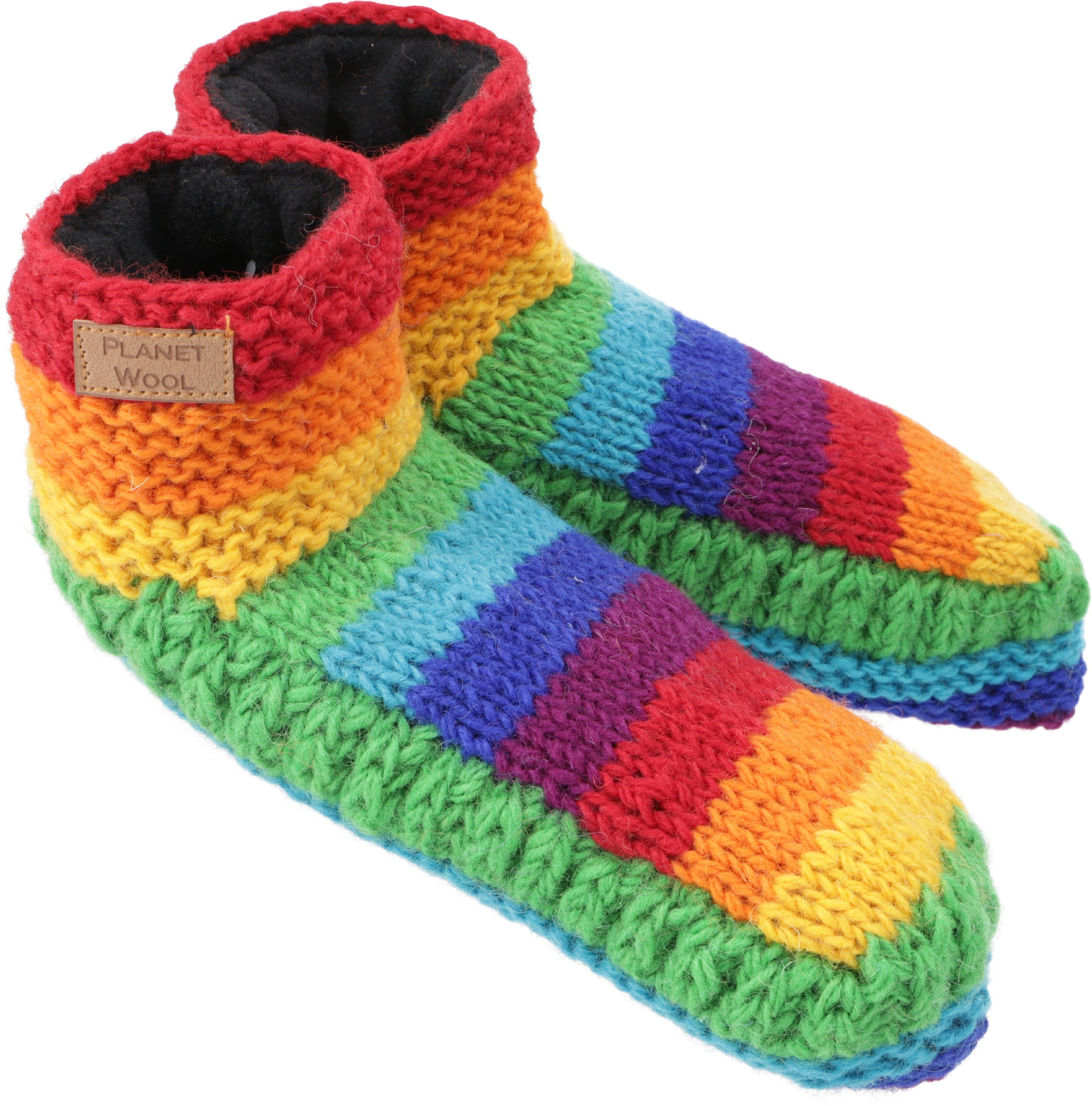 Guru-Shop Haussocken Wollhausschuhe 39/41, handgestrickte Hippie..