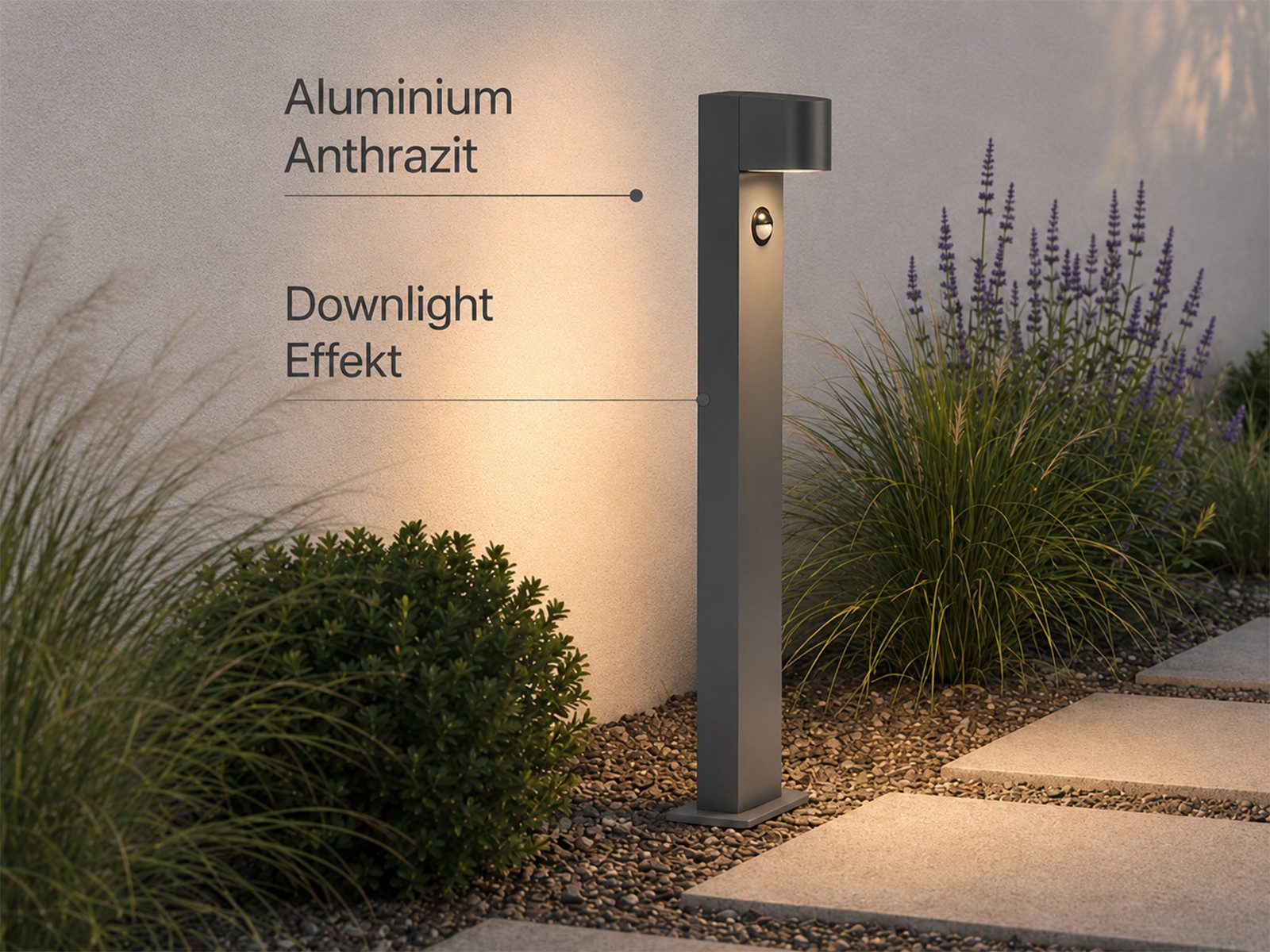 TRIO Leuchten LED Pollerleuchte 100cm mit Bewegungsmelder & GU10 LED, Bewegungssensor, LED wechselbar, warmweiß, Wegeleuchte zur Garten Wegbeleuchtung, Außenleuchte Gartenlampe