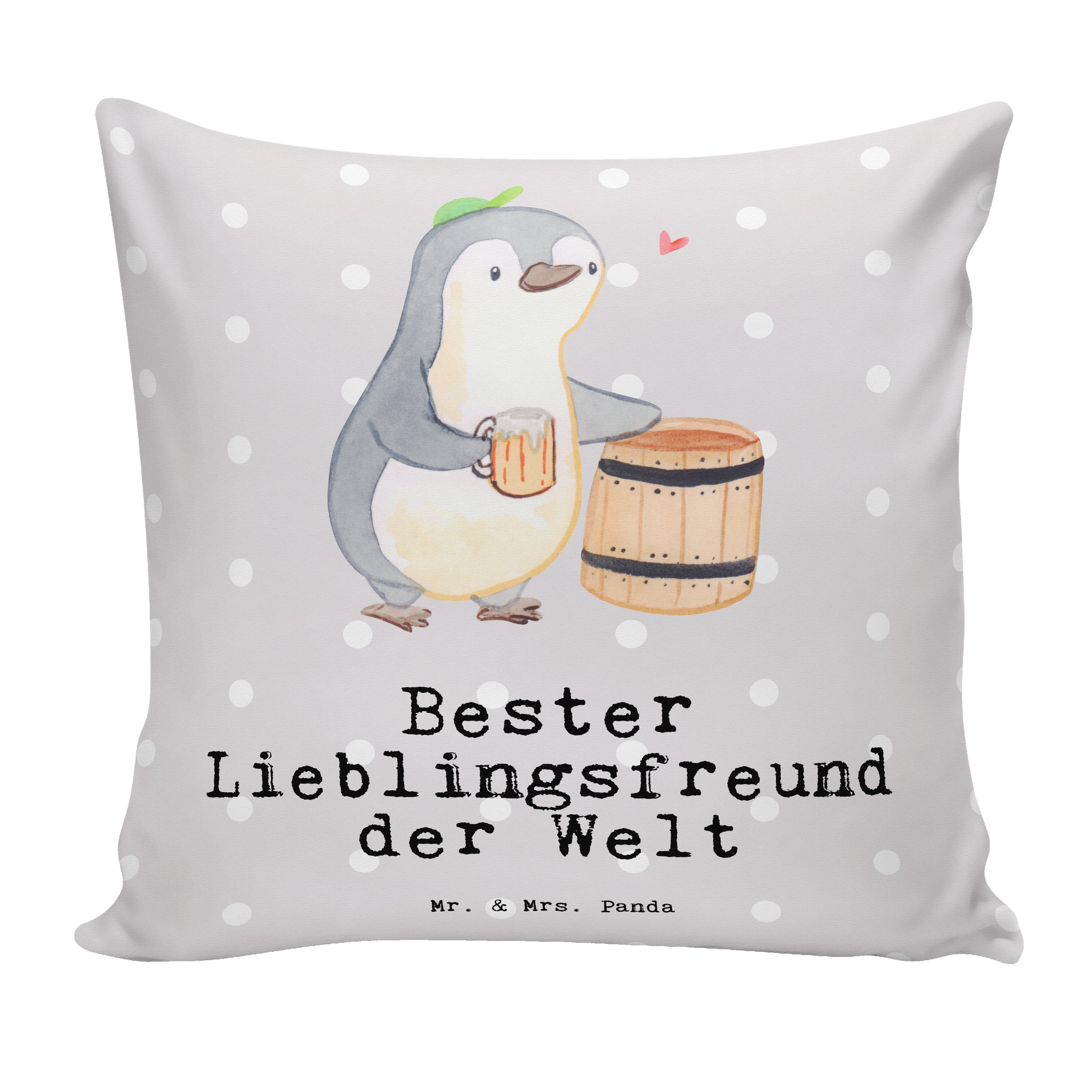 Mr. & Mrs. Panda Dekokissen Pinguin Bester Lieblingsfreund der Welt - Grau Pastell - Geschenk, fü