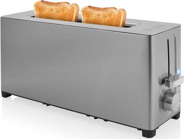 PRINCESS Toaster 142401, 1 langer Schlitz, 1050 W, Brötchenaufsatz, 7 Bräunungsstufen, Krümelschublade