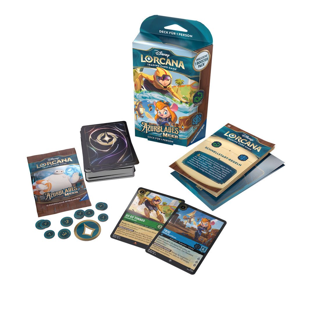 Disney Sammelkarte Lorcana Azurblaues Meer Starter Deck GoGo Tomago & Trixi - Deutsch