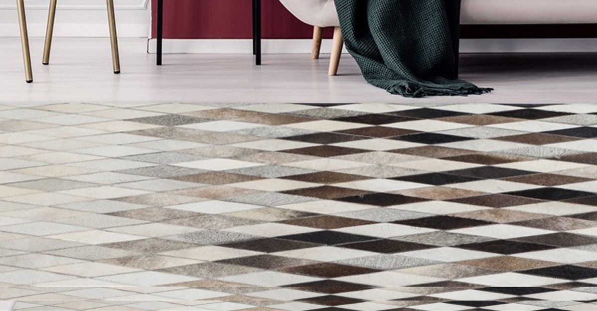 Kayoom Fellteppich Lavish 510, rechteckig, Höhe: 8 mm, Patchwork-echtes Leder-Fell, Wohnzimmer