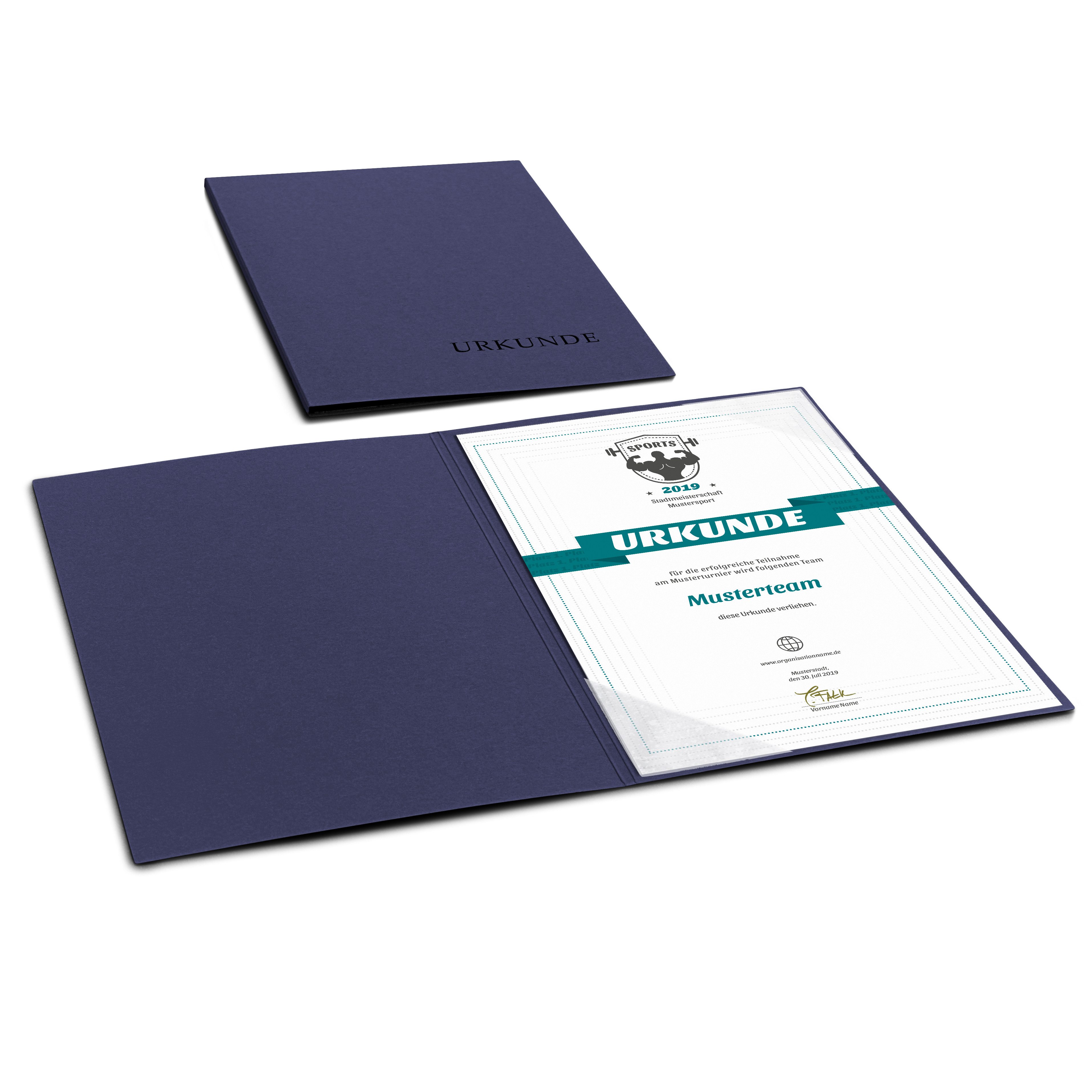 STRATAG Organisationsmappe Urkundenmappen Lemani® BASIC - 5 Stück 1-tlg glatter Premium-Karton (Set, 5-St., Premium-Qualität mit hochwertiger Prägung URKUNDE), direkt vom Hersteller STRATAG - handgefertigt in Deutschland