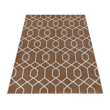 Teppich Geometrisch Design, Teppium, Rechteckig, Höhe: 10 mm, Kurzflor Teppich Geometrisch Design Kupferfarbe Teppich Wohnzimmer
