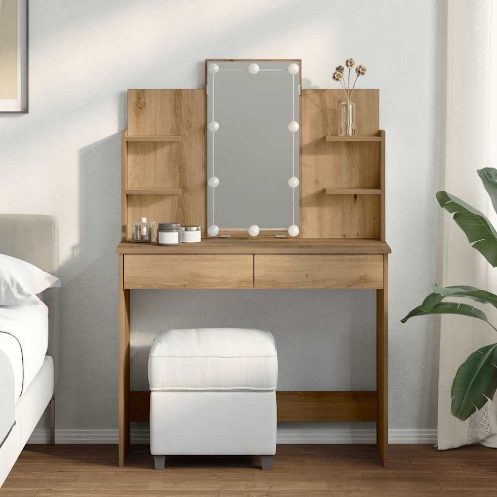 furnicato Schminktisch mit Spiegel 96x40x142 cm in Artisan-Eiche (1-St)