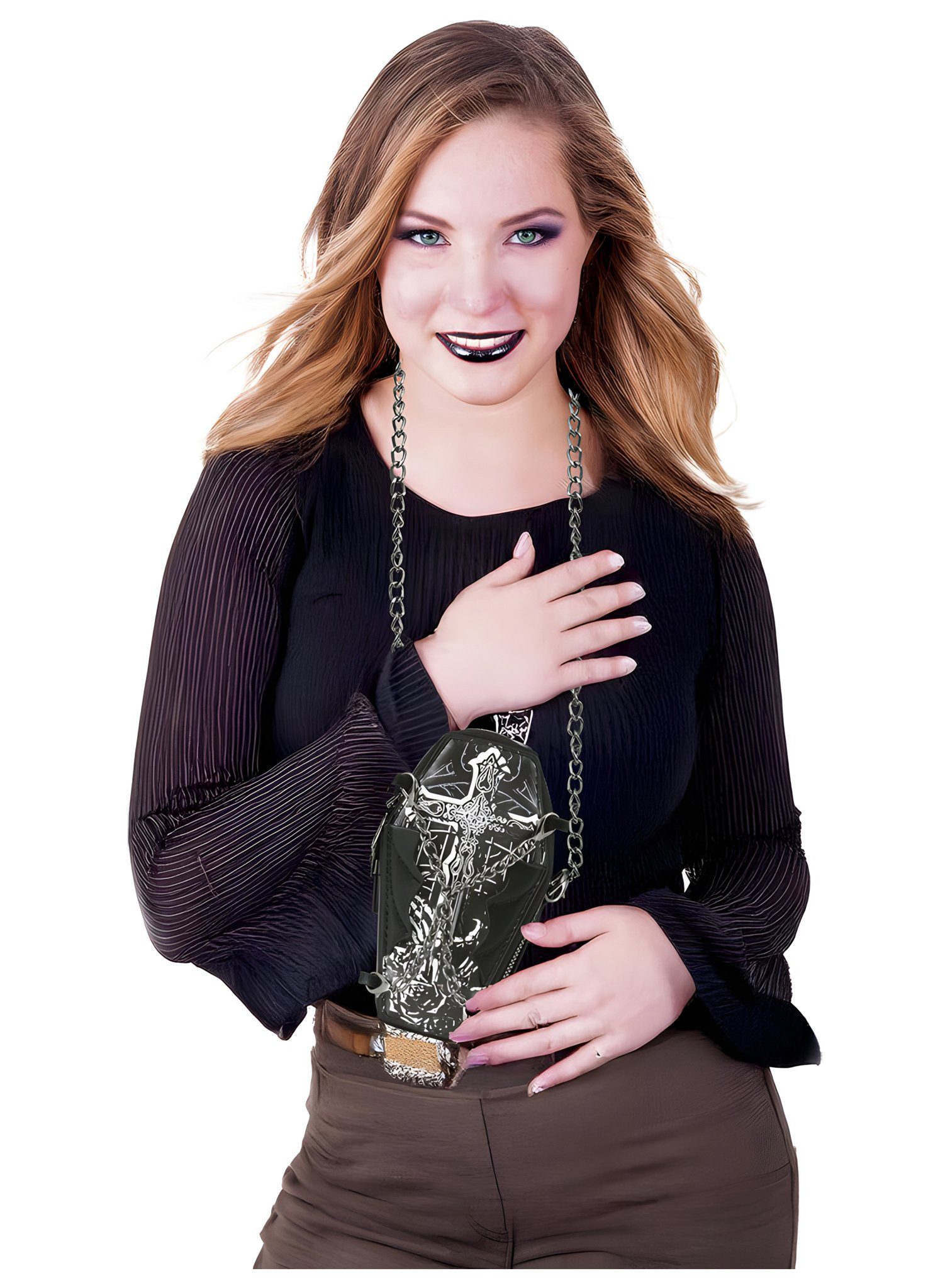 Metamorph Handtasche Handtasche Nightmare in Sarg-Form – 17 x 10 cm, Extravagante Handtasche in Sarg-Form für Gothic-Outfits