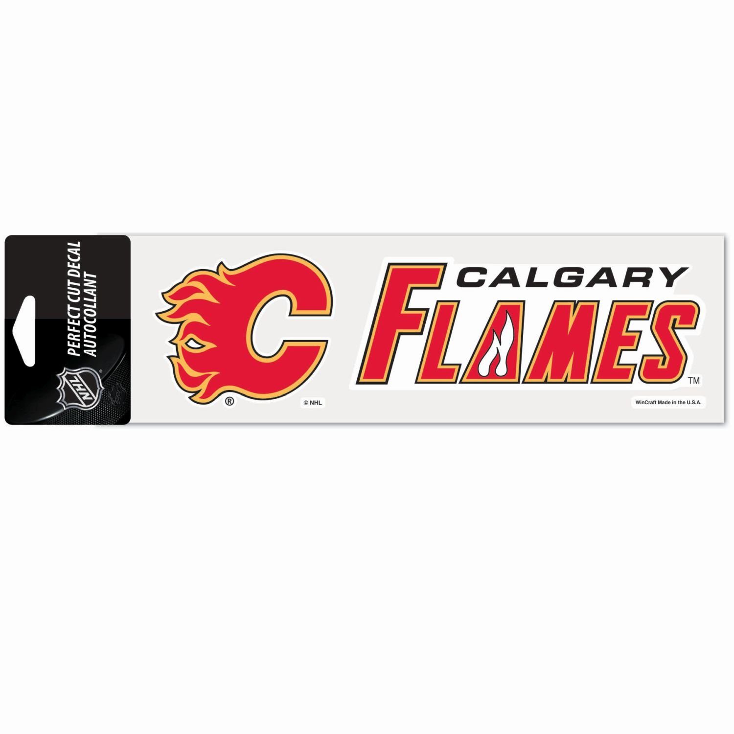 WinCraft Wanddekoobjekt NHL Calgary Cut Perfect Flames 8x25cm Aufkleber