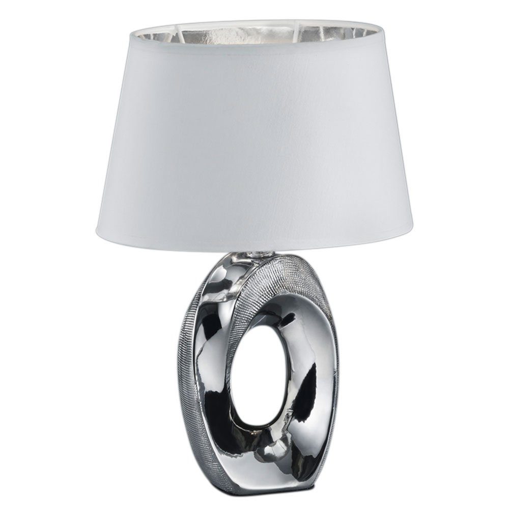 etc-shop LED Tischleuchte, Leuchtmittel inklusive, Zimmer- Warmweiß, Schlaf Tisch silber-weiß Nacht Design Schreib Leuchte