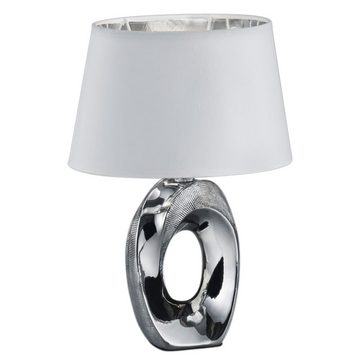 etc-shop LED Tischleuchte, Leuchtmittel inklusive, Warmweiß, Design Nacht Schreib Tisch Leuchte silber-weiß Schlaf Zimmer-