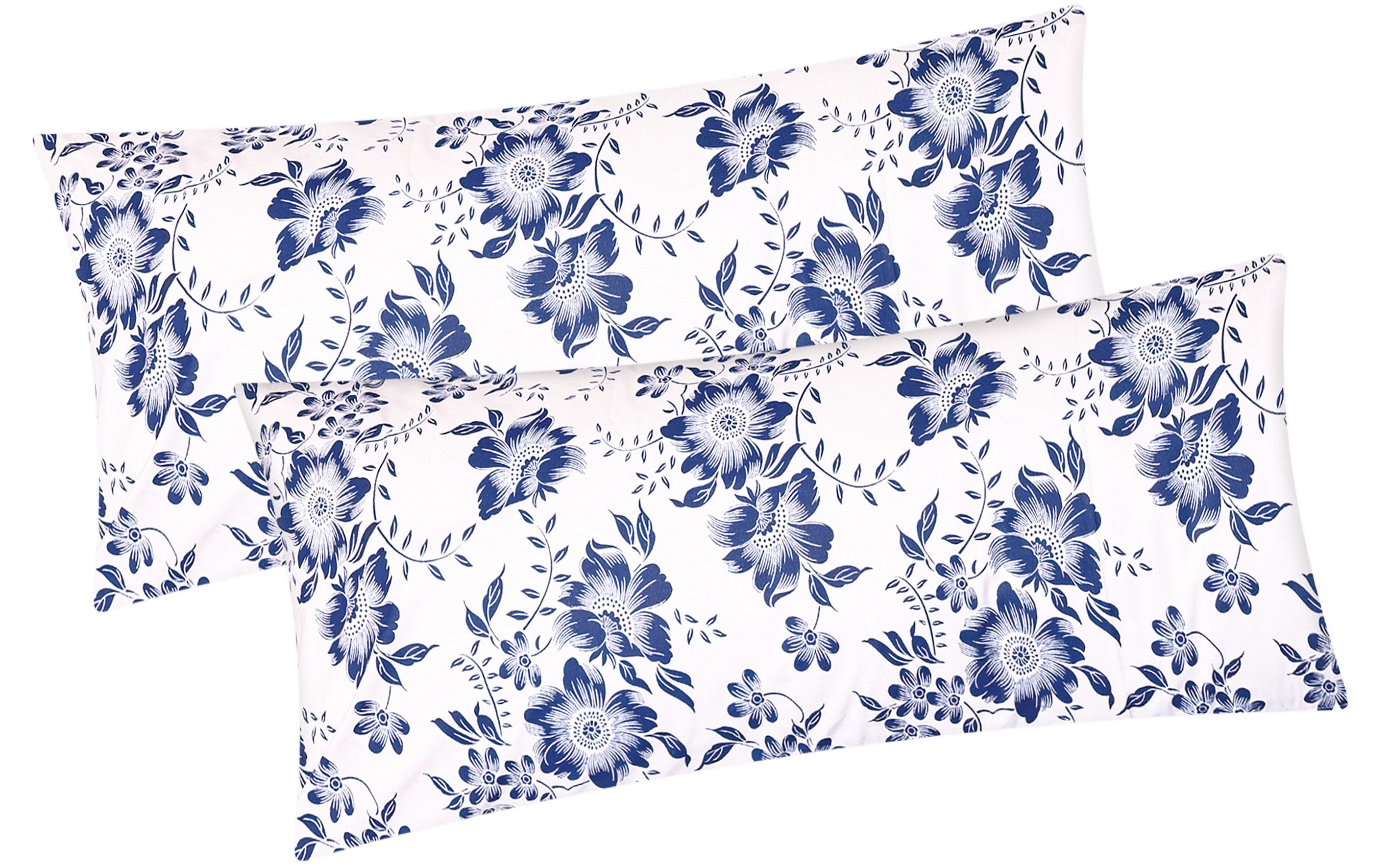 Heubergshop Kissenbezug, (2 Stück), 2er Set 40x80cm 100% Baumwolle Blumen (EW-Blumen-Weiß-40x80)