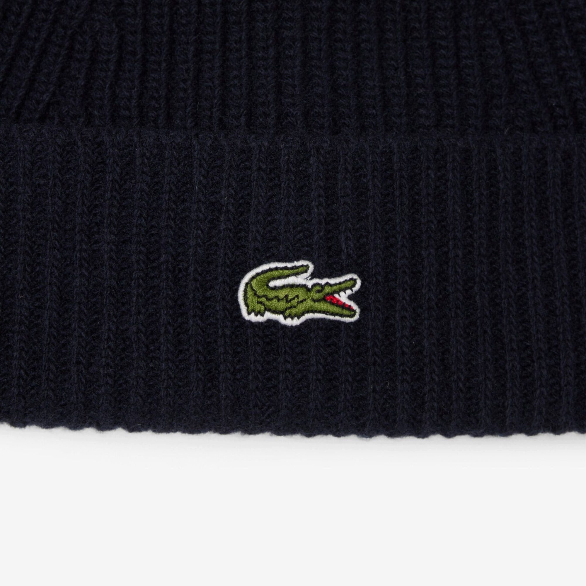 Lacoste Strickmütze Unisex Beanie - Mütze aus gerippter Wolle (navy blue) günstig online kaufen