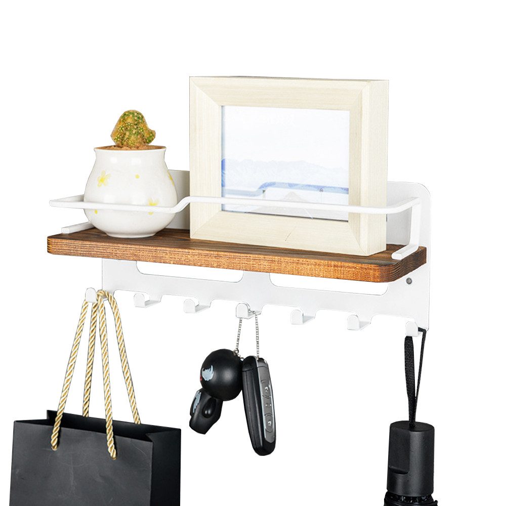 NUODWELL Schlüsselbrett Schlüsselbrett Metall mit Holzablage, Schlüsselabla günstig online kaufen