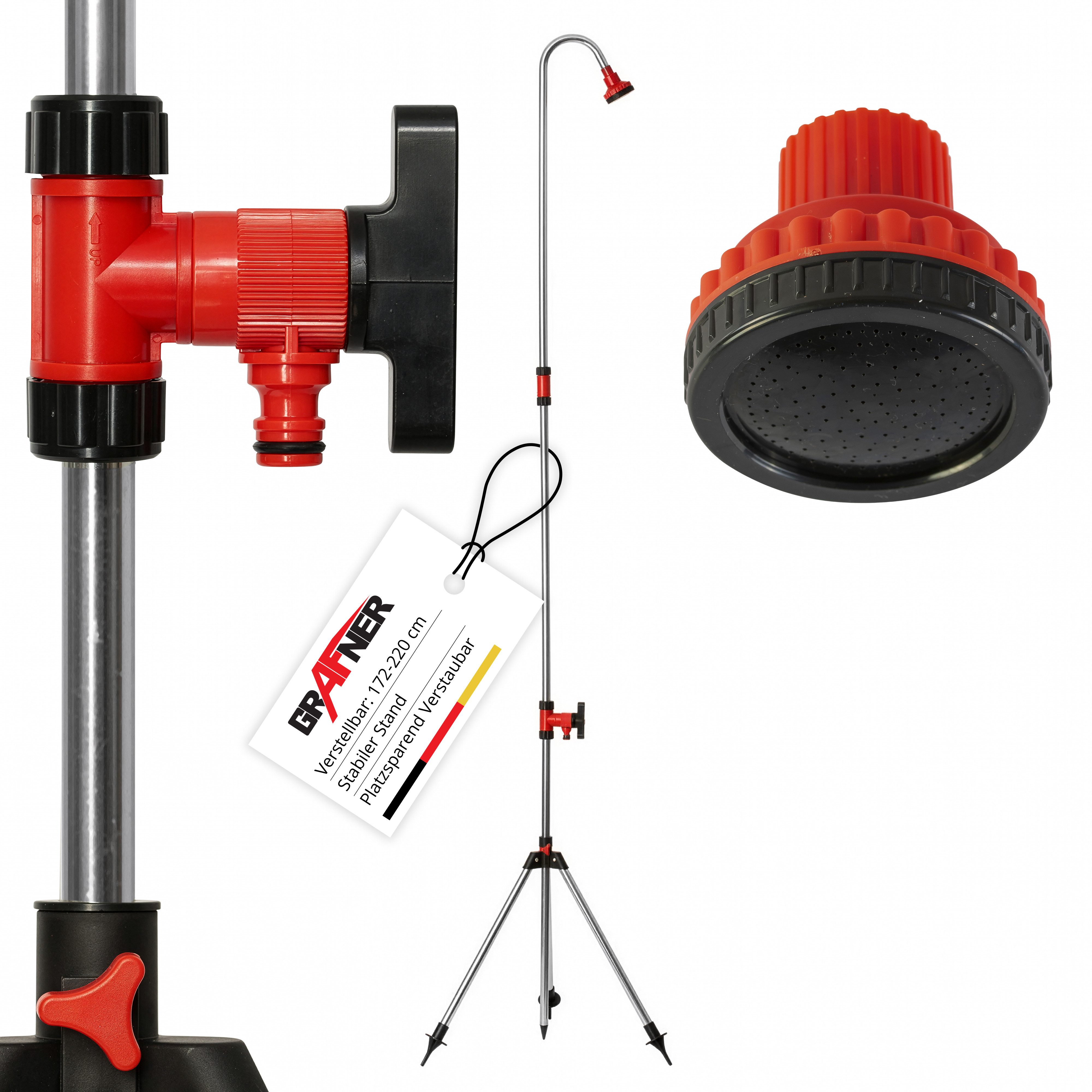 Grafner Gartendusche Gartendusche Gartenbrause Pooldusche Campingdusche (Stk, 1 St., 1), höhenverstellbar, 172-275 cm