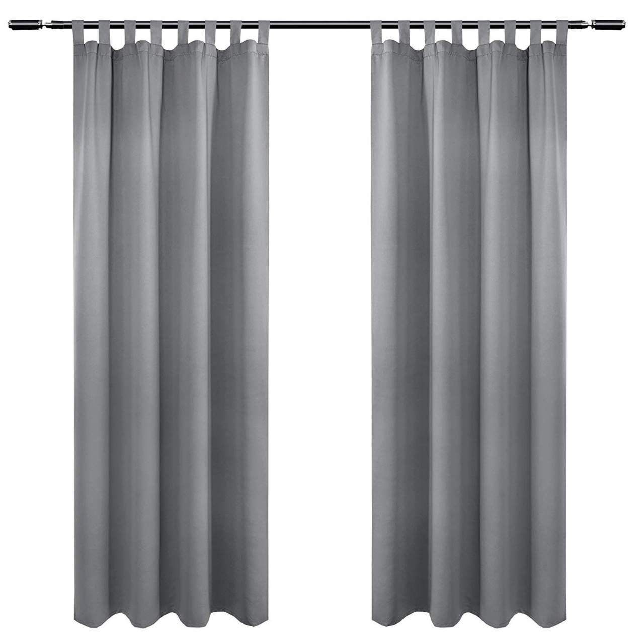 Gardine, Woltu, (2 St), blickdicht, Blickdicht mit 8 Schlaufen und Raffhalter, vorhänge grau