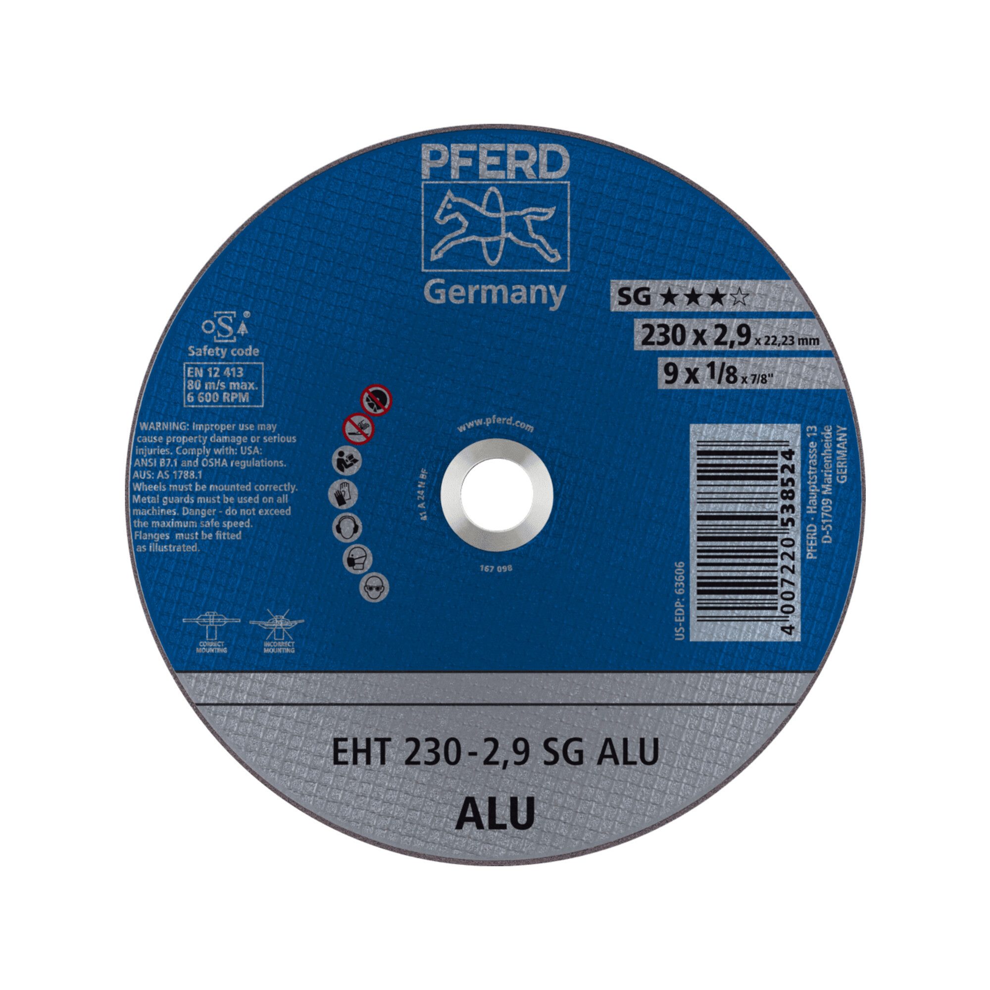 Pferd Trennscheibe PFERD TOOLS Trennscheibe EHT 230x2,9x22,23 mm gerade Leistungslinie SG
