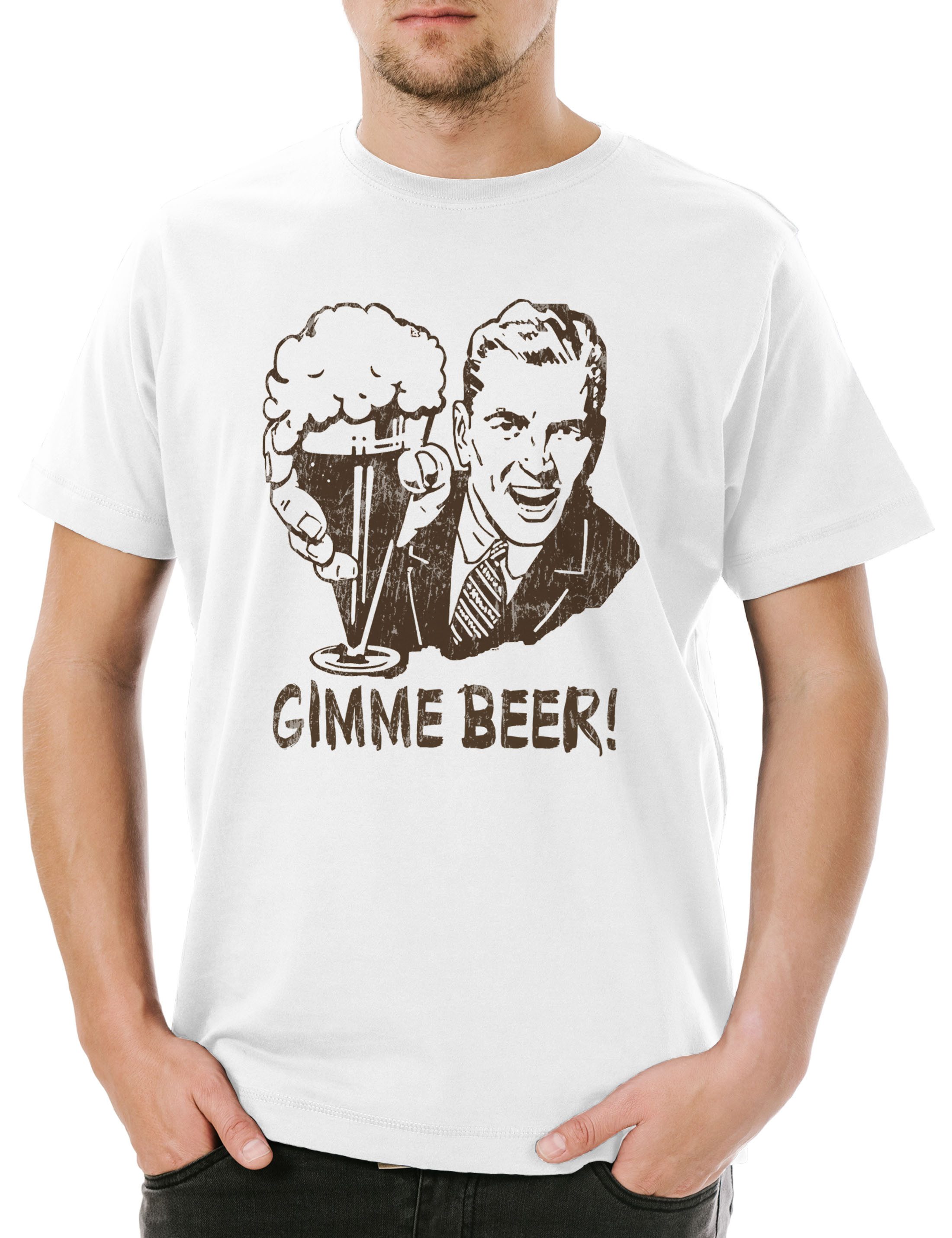 Urban Backwoods Print-Shirt Gimme Beer Herren T-Shirt Bier Alkohol Party Betrunken Get Drunk Party (1-tlg) Wasted Fasching Karneval Intoxicated