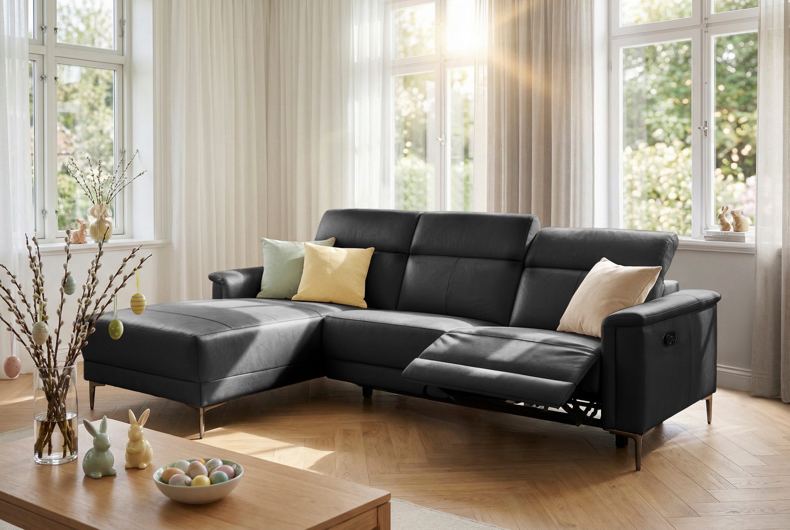 OTTO home Ecksofa LUND, L-Form, 261cm, man. o. elektr. Relaxfunktion (mit USB-A), und Kopfteilverstellung