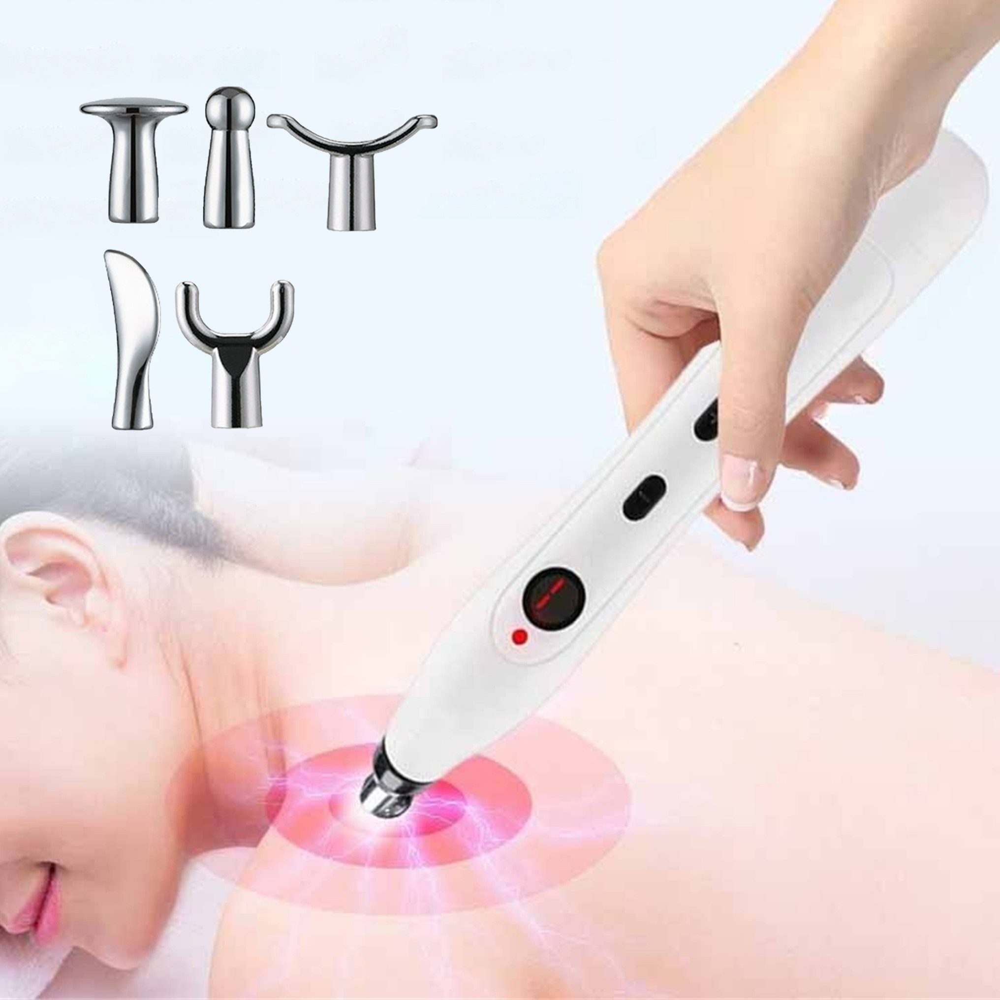 Massagegerät Massagestab mit 5 Massageköpfen, 9-Gang-Laser-Akupunkturstift