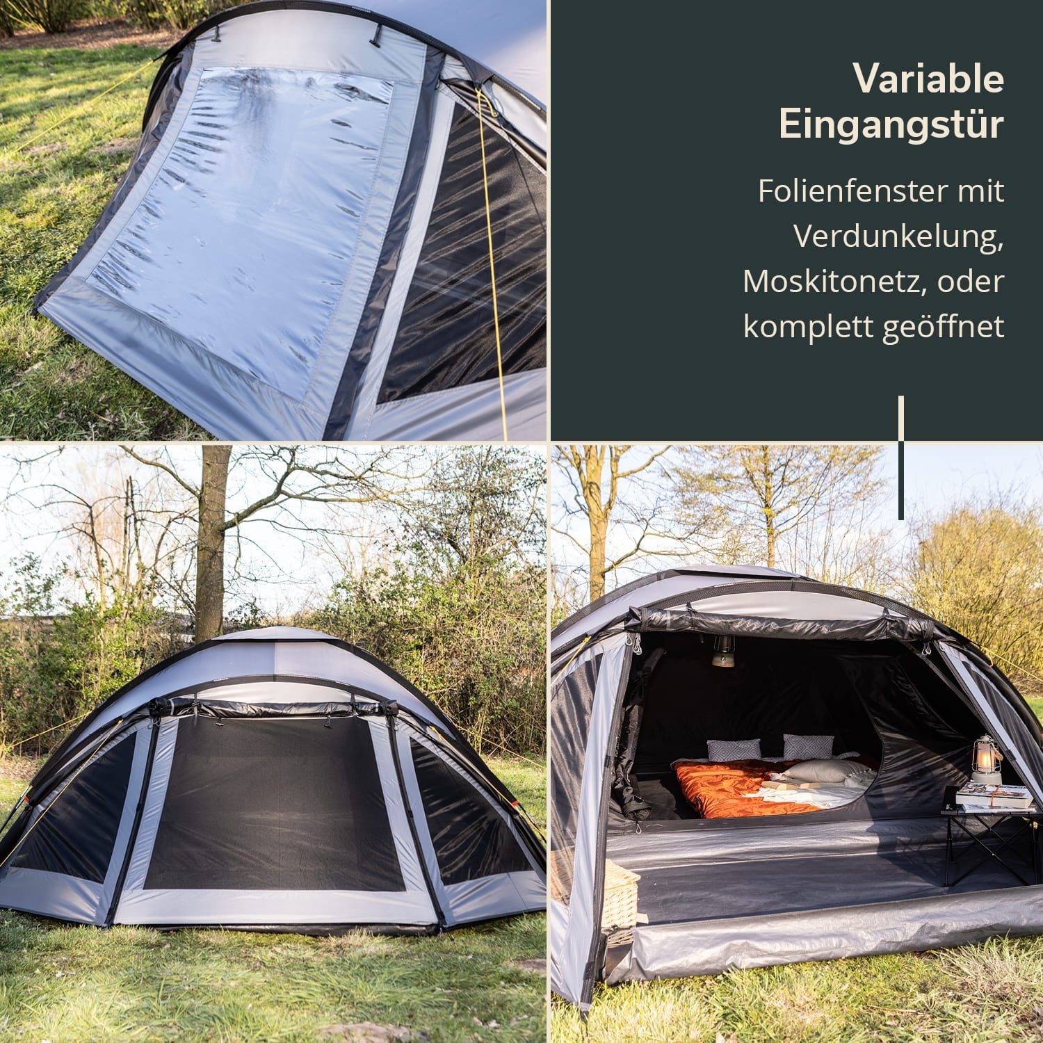 Skandika Kuppelzelt Dale Sleeper Campigzelt, Personen: 3, dunkle Kabine, Wassersäule 3000 mm, 2 Eingänge, leichtes Trekkingzelt