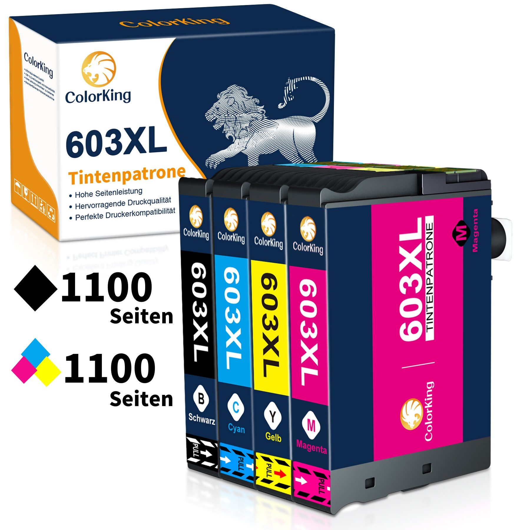 ColorKing XXL 1100 Seiten für EPSON 603 XL 603 XP-3100 XP-3105 Tintenpatrone (4-tlg)
