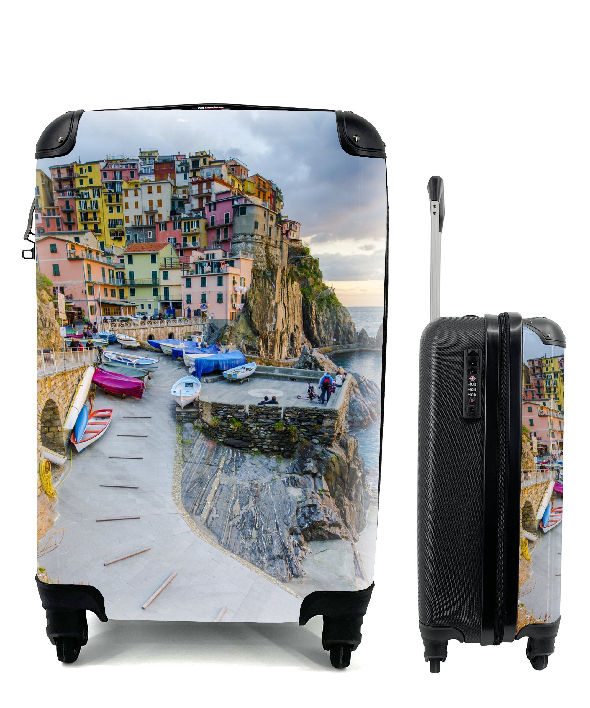 MuchoWow Handgepäckkoffer Sonnenuntergang über Manarola in Cinque Terre, 4 Rollen, Reisetasche mit rollen, Handgepäck für Ferien, Trolley, Reisekoffer