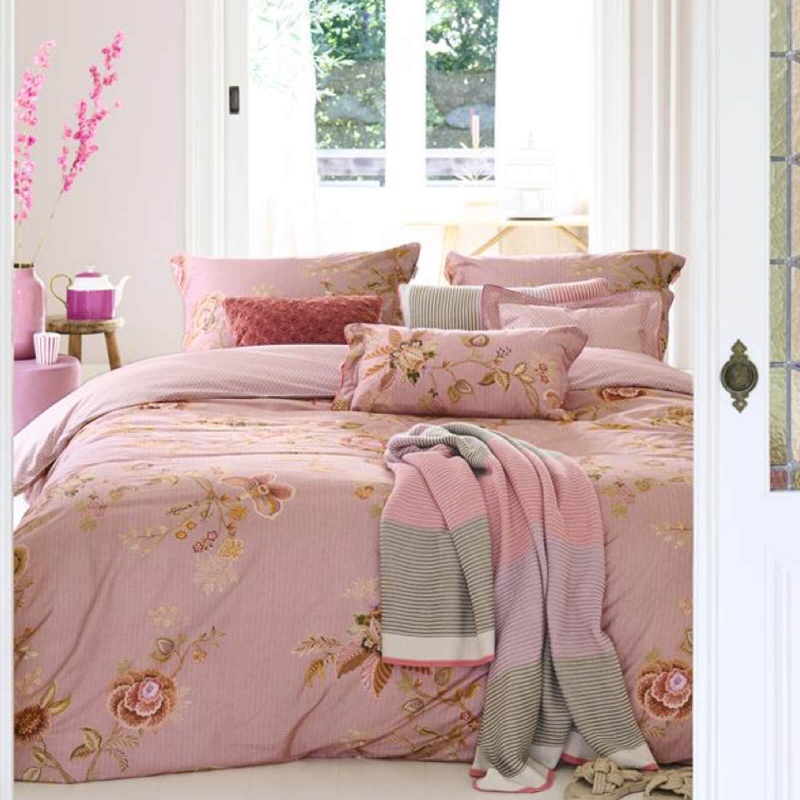 PiP Studio Bettwäsche Cece Fiore, Perkal, 2 teilig, Fantasieblumen, Äste