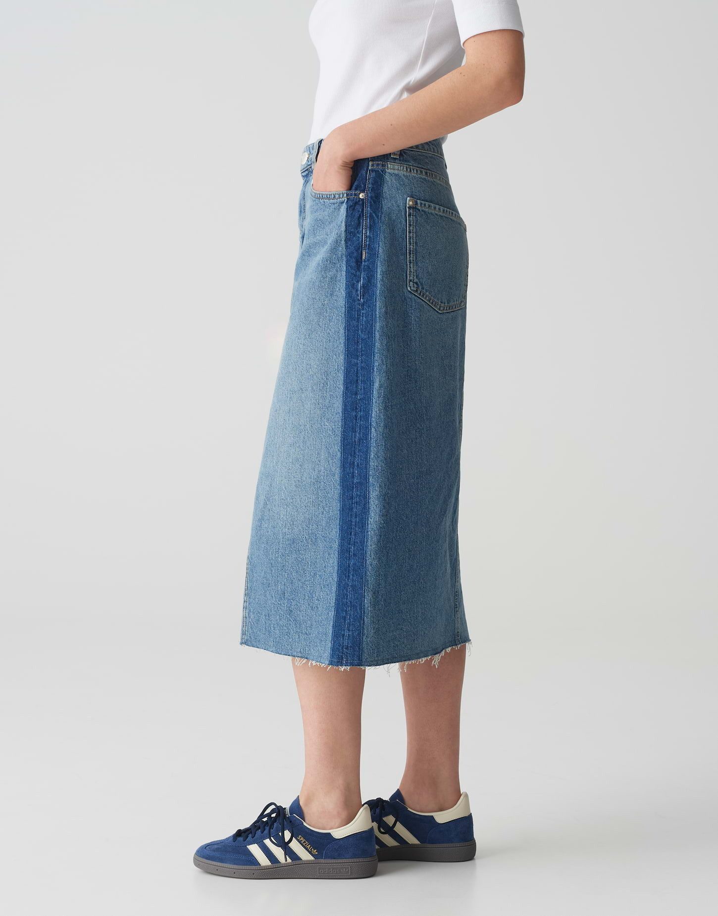 OPUS Jeansrock Jeansrock RINSO STRIPE aus nachhaltiger Baumwolle