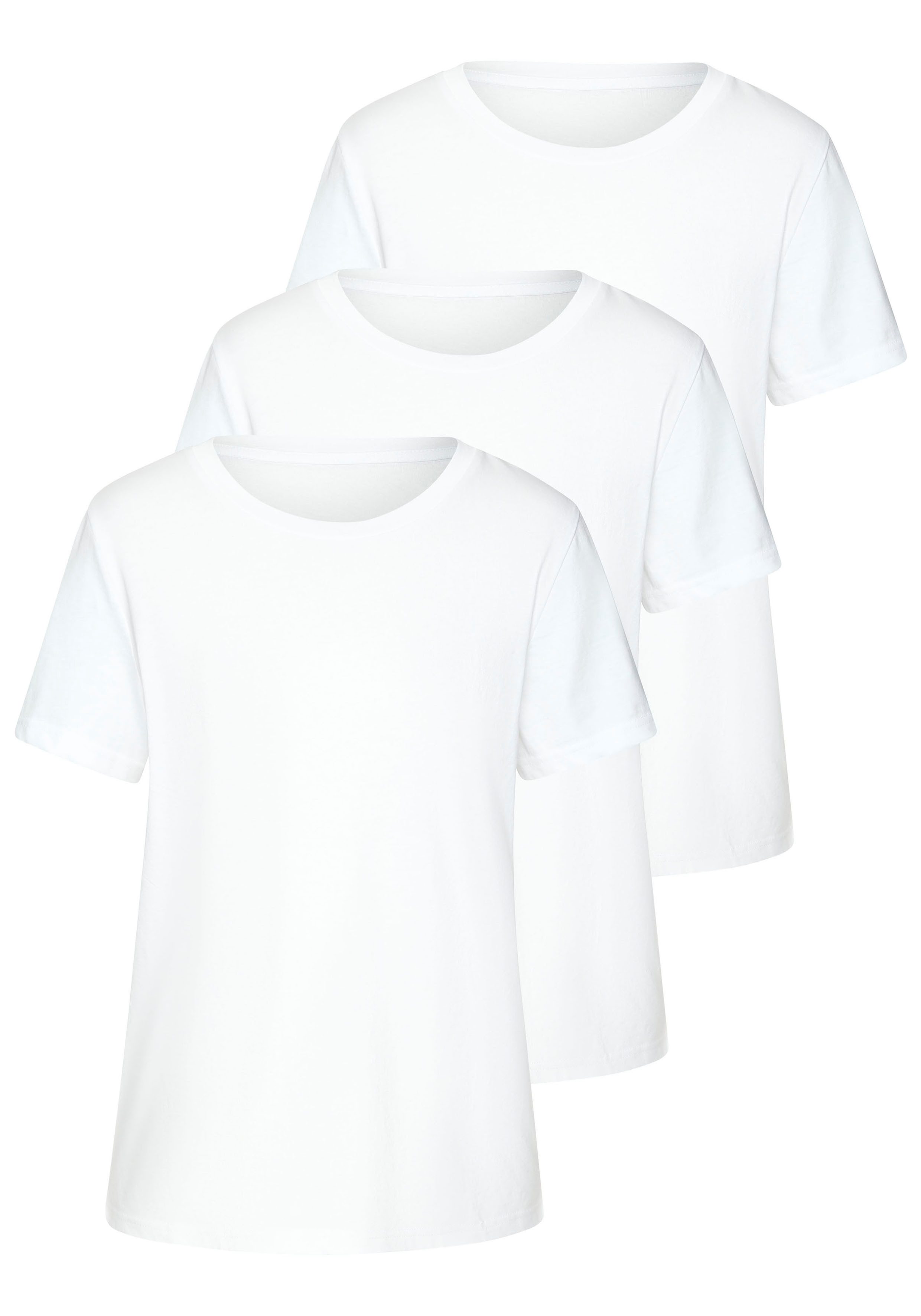 Beachtime by Lascana T-Shirt mit modischem Schlitz am Saum (3er-Pack) aus luftiger Baumwoll-Qualität