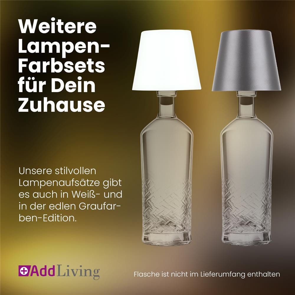 AddLiving LED Tischleuchte Bottle Light V2442 LED-Flaschenlampe schwarz mit Touch, 56 LEDs, 3 Lichtfarben, Touch-Funktion, stufenlos dimmbar, IP44