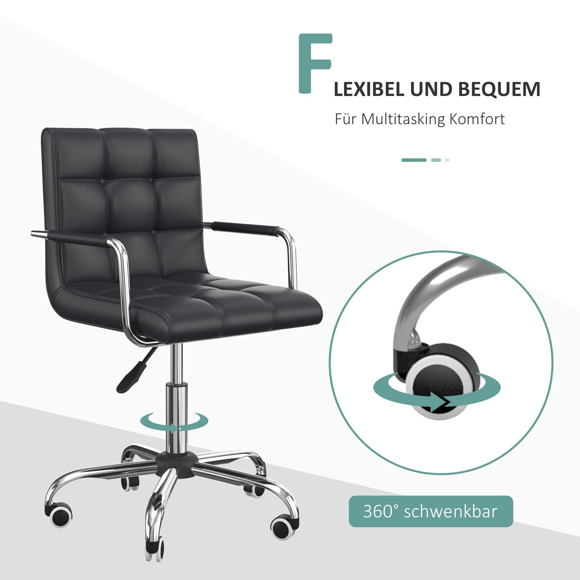 HOMCOM Sofa Bürostuhl mit Rollen