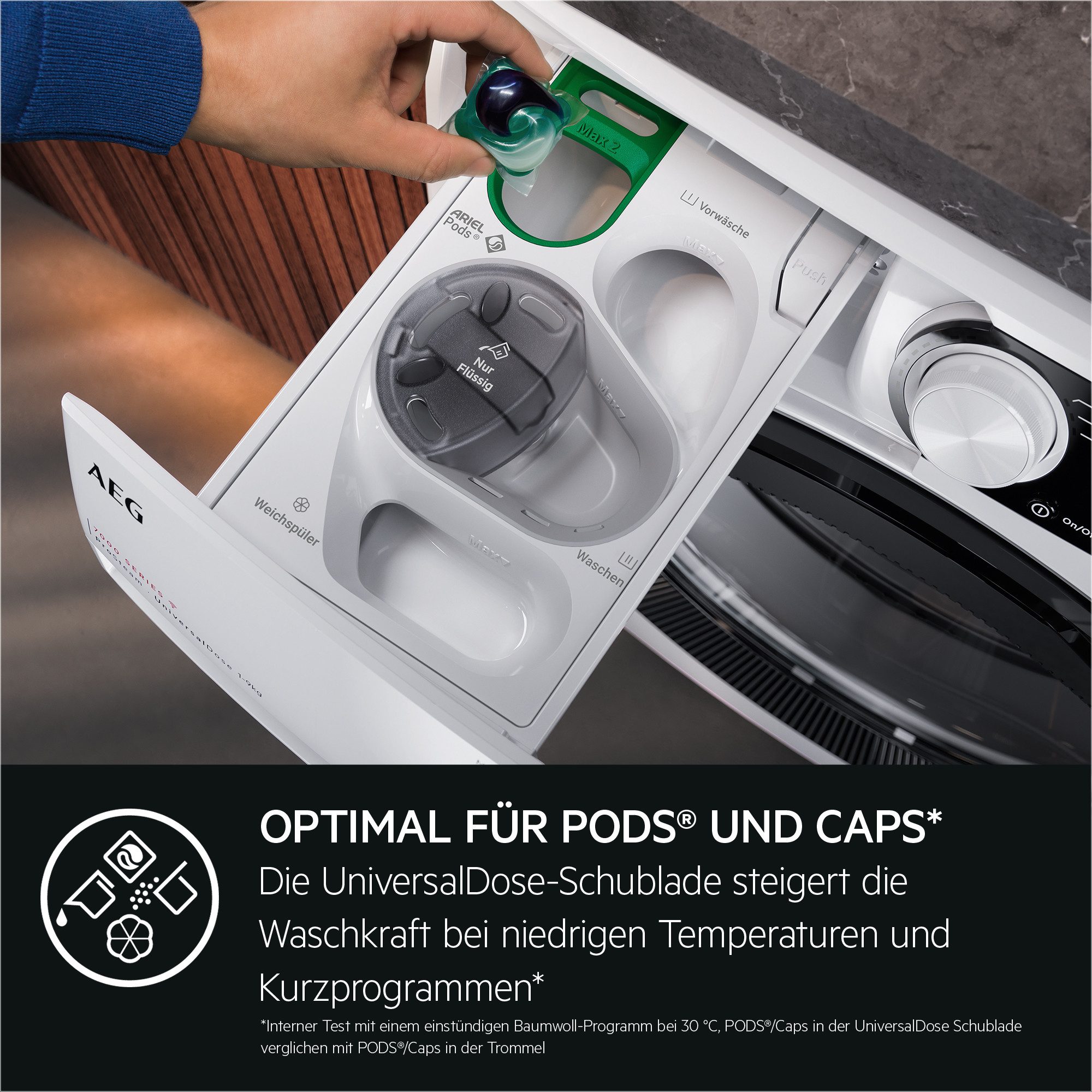 AEG Waschmaschine 7000 ProSteam® LR7EA410FL 914501653, 10 kg, 1400 U/min, ProSteam®: Auffrischen mit Dampf statt Waschen und 96 % Wasser sparen