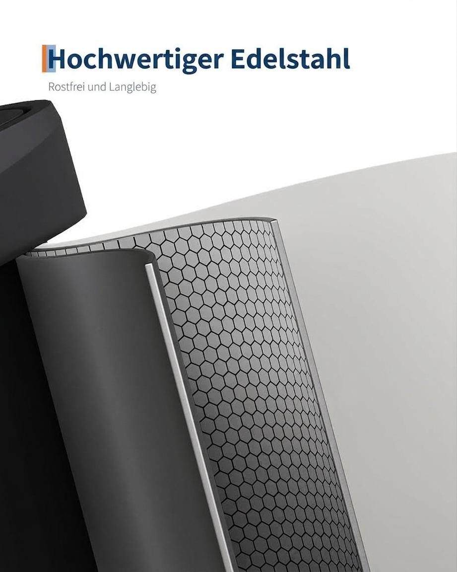 GarveeMore Mülleimer Edelstahl 50/60/80L mit Deckel, großer Tretmülleimer für Küche, rostfrei, mit Beutelring, Soft-Close Kunststoffdeckel, Griff hinten – Bild 2 von 4