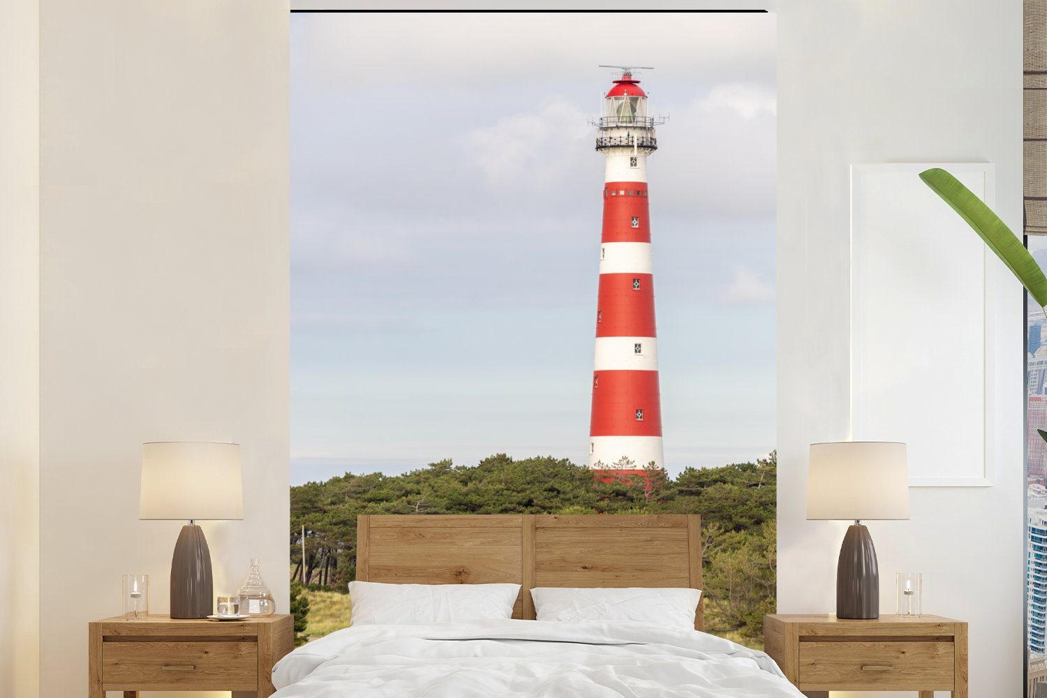 MuchoWow Fototapete Insel - Leuchtturm - Niederlande, Matt, bedruckt, (3 St), Montagefertig Vinyl Tapete für Wohnzimmer, Wandtapete