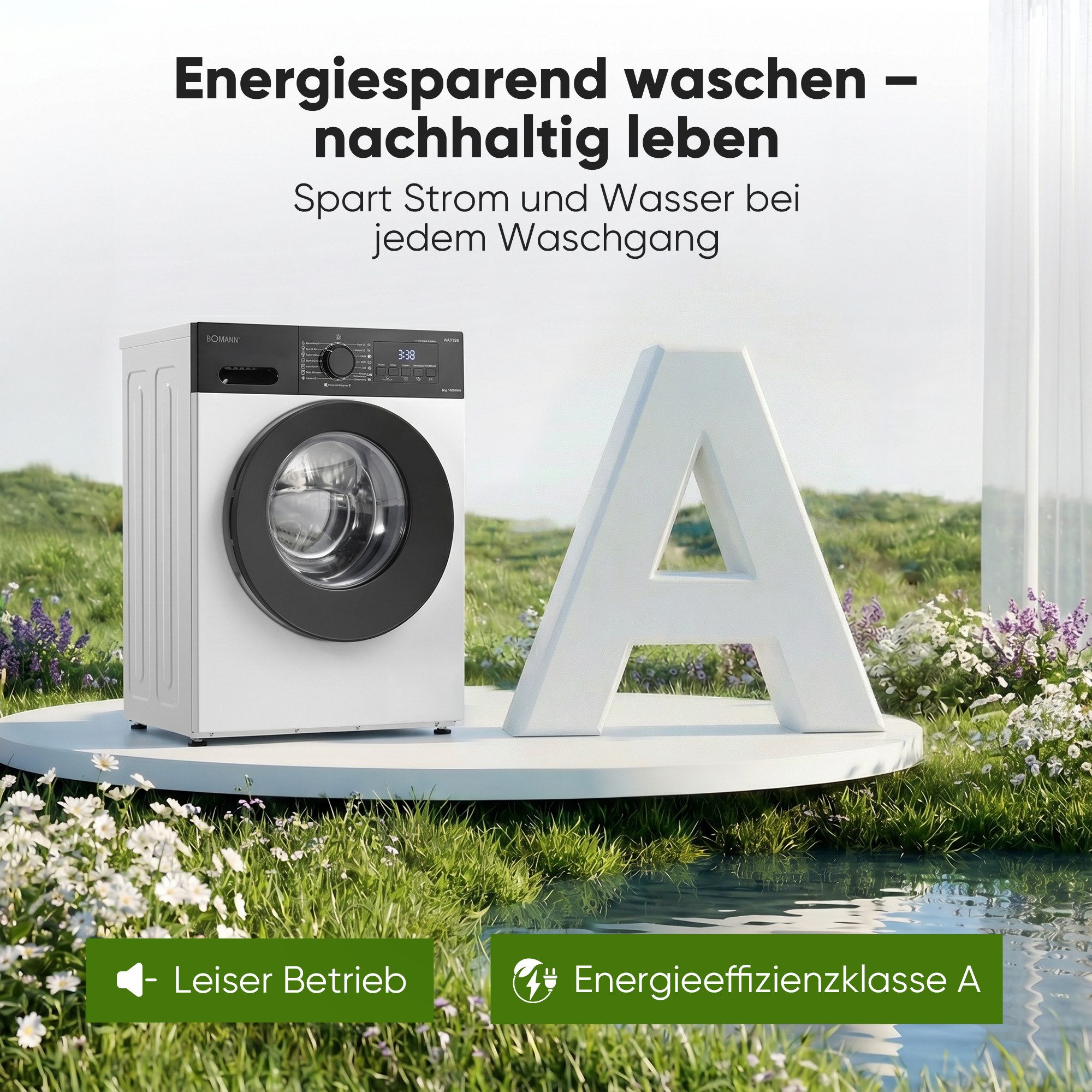 BOMANN Waschmaschine WA 7188, 8 kg, 1400 U/min, 8kg, Invertermotor, 5 Jahre Motor-Garantie